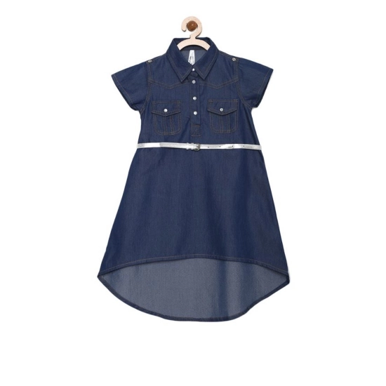 Generic Girl's Denim Solid Short Sleeve Shirt collar Dress (Blue) Generic Girl's Denim Solid Short Sleeve Shirt collar Dress (Blue)
