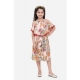 Generic Girl's Satin Floral Printed Cold Shoulder Round Neck Dress (Peach) Generic Girl's Satin Floral Printed Cold Shoulder Round Neck Dress (Peach)