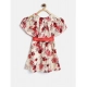 Generic Girl's Polyester Crepe Printed Short Sleeve Cold Shoulder Neck Dress (Cream-Red) Generic Girl's Polyester Crepe Printed Short Sleeve Cold Shoulder Neck Dress (Cream-Red)