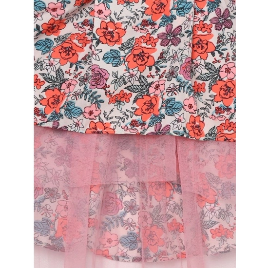 Generic Girl's Polyester Crepe Printed Sleeveless Round Neck Dress (Multicolor)