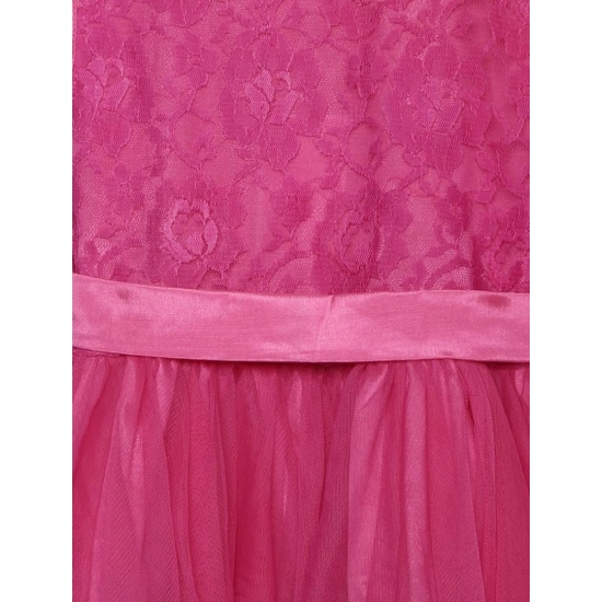 Generic Girl's Polyester  Net Floral Printed Sleeveless Round Neck Dress (Multicolor)