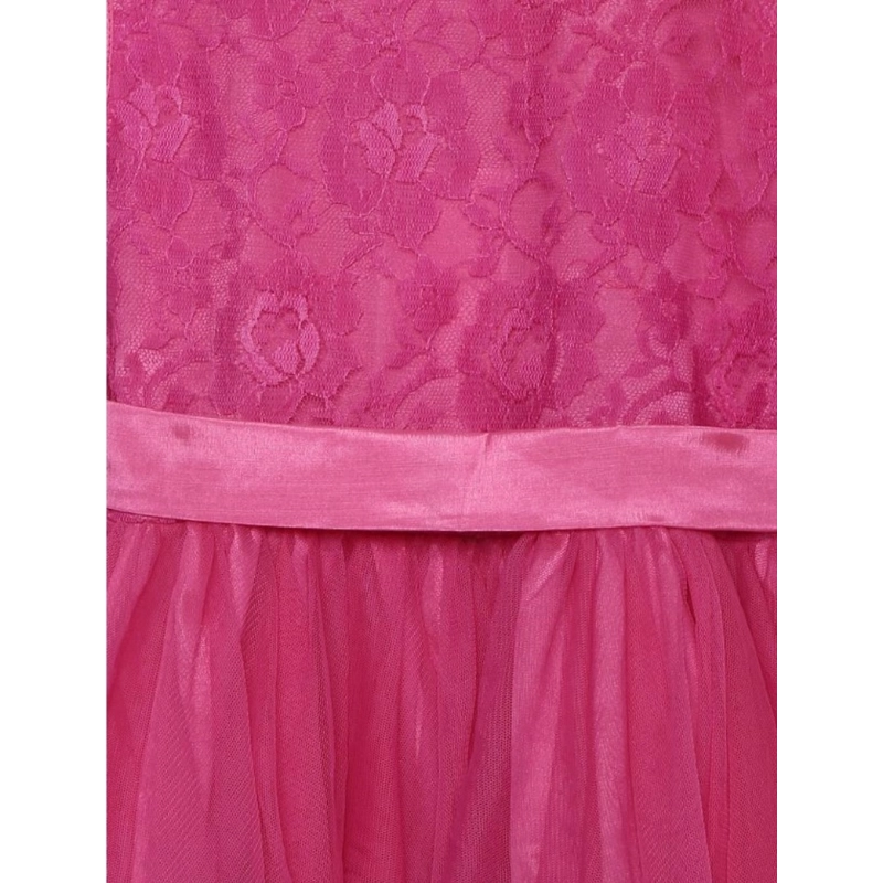 Girl's Polyester Net Floral Printed Sleeveless Round Neck Dress (Multicolor) Girl's Polyester Net Floral Printed Sleeveless Round Neck Dress (Multicolor)