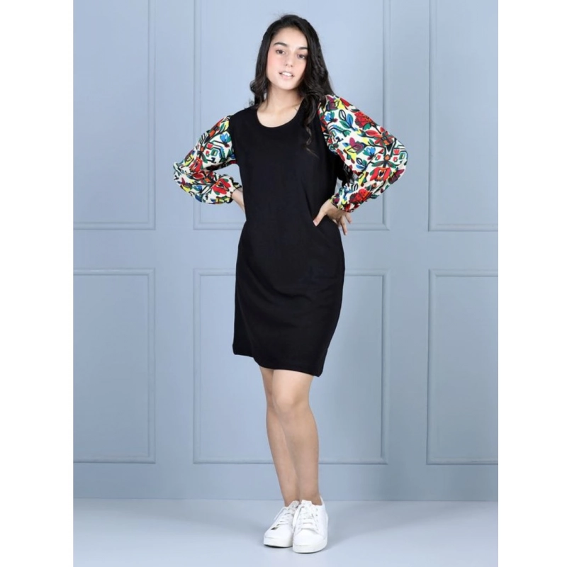 Girl's Polyester Printed Long Sleeve Round Neck Dress (Multicolor) Girl's Polyester Printed Long Sleeve Round Neck Dress (Multicolor)