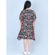 Generic Girl's Polyester Moss Printed Kaftan Sleeve Round Neck Dress (Multicolor)