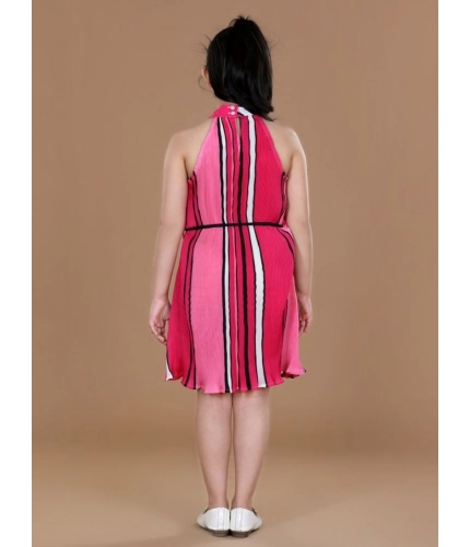 Generic Girl's Polyester Crepe Printed Sleeveless Round Neck Dress (Pink) Generic Girl's Polyester Crepe Printed Sleeveless Round Neck Dress (Pink)