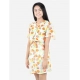 Generic Girl's Polyester Printed Short Sleeve V-Neck Dress (Yellow-Orange) Generic Girl's Polyester Printed Short Sleeve V-Neck Dress (Yellow-Orange)