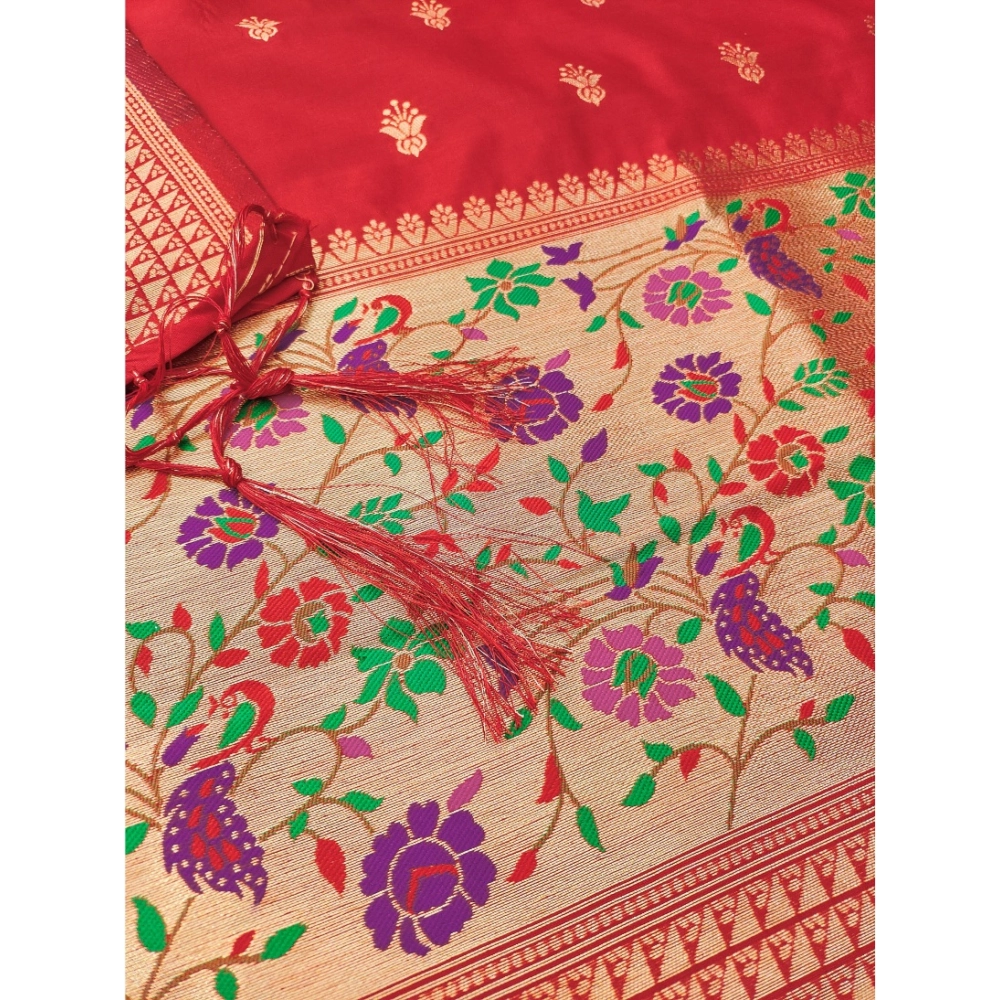 Generic Women's Banarasi Silk Printed Unstitched Salwar Suit Material With Dupatta (Red, 3Mtrs) Generic Women's Banarasi Silk Printed Unstitched Salwar Suit Material With Dupatta (Red, 3Mtrs)