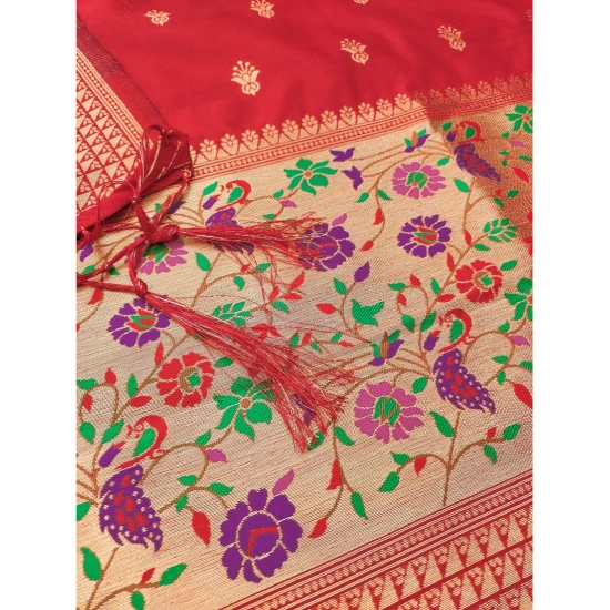 Generic Women's Banarasi Silk Printed Unstitched Salwar Suit Material With Dupatta (Red, 3Mtrs) Generic Women's Banarasi Silk Printed Unstitched Salwar Suit Material With Dupatta (Red, 3Mtrs)