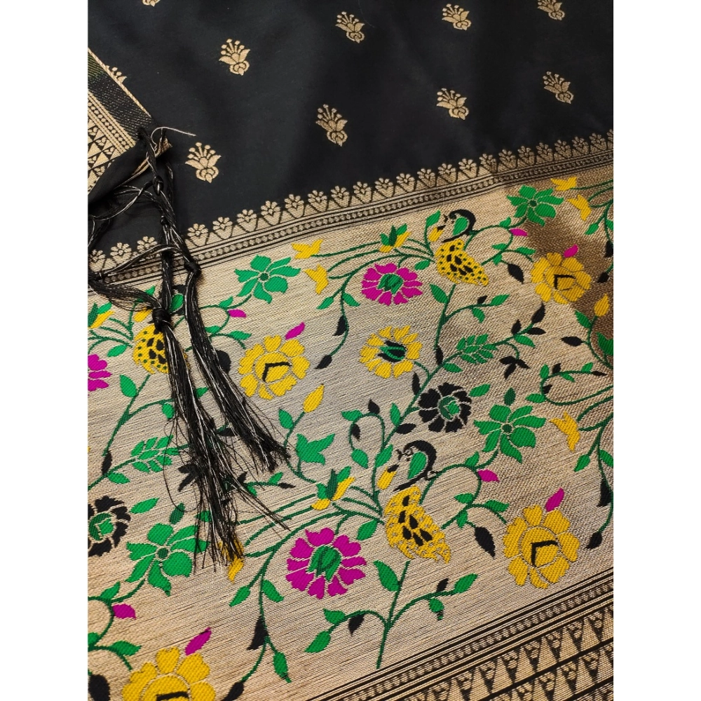 Generic Women's Banarasi Silk Printed Unstitched Salwar Suit Material With Dupatta (Black, 3Mtrs) Generic Women's Banarasi Silk Printed Unstitched Salwar Suit Material With Dupatta (Black, 3Mtrs)