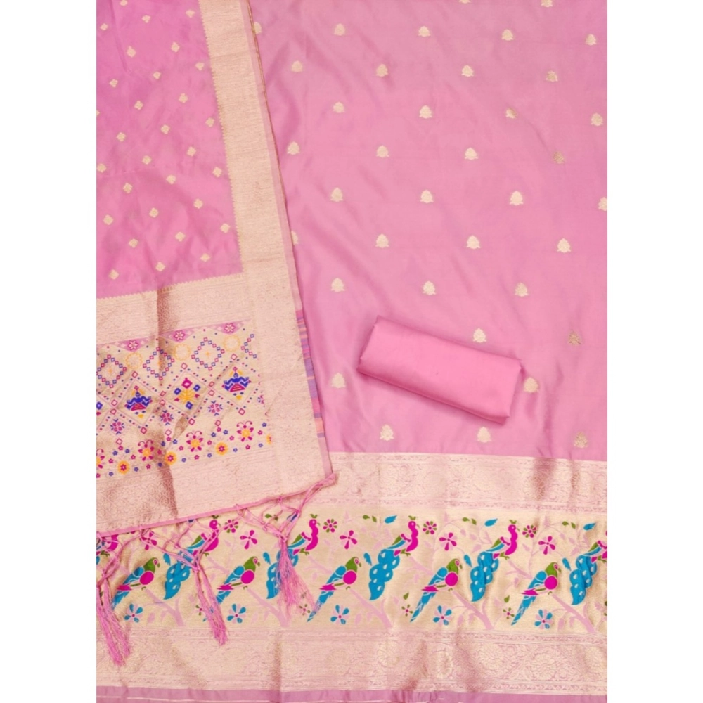Generic Women's Banarasi Silk Printed Unstitched Salwar Suit Material With Dupatta (Light Pink, 3Mtrs) Generic Women's Banarasi Silk Printed Unstitched Salwar Suit Material With Dupatta (Light Pink, 3Mtrs)