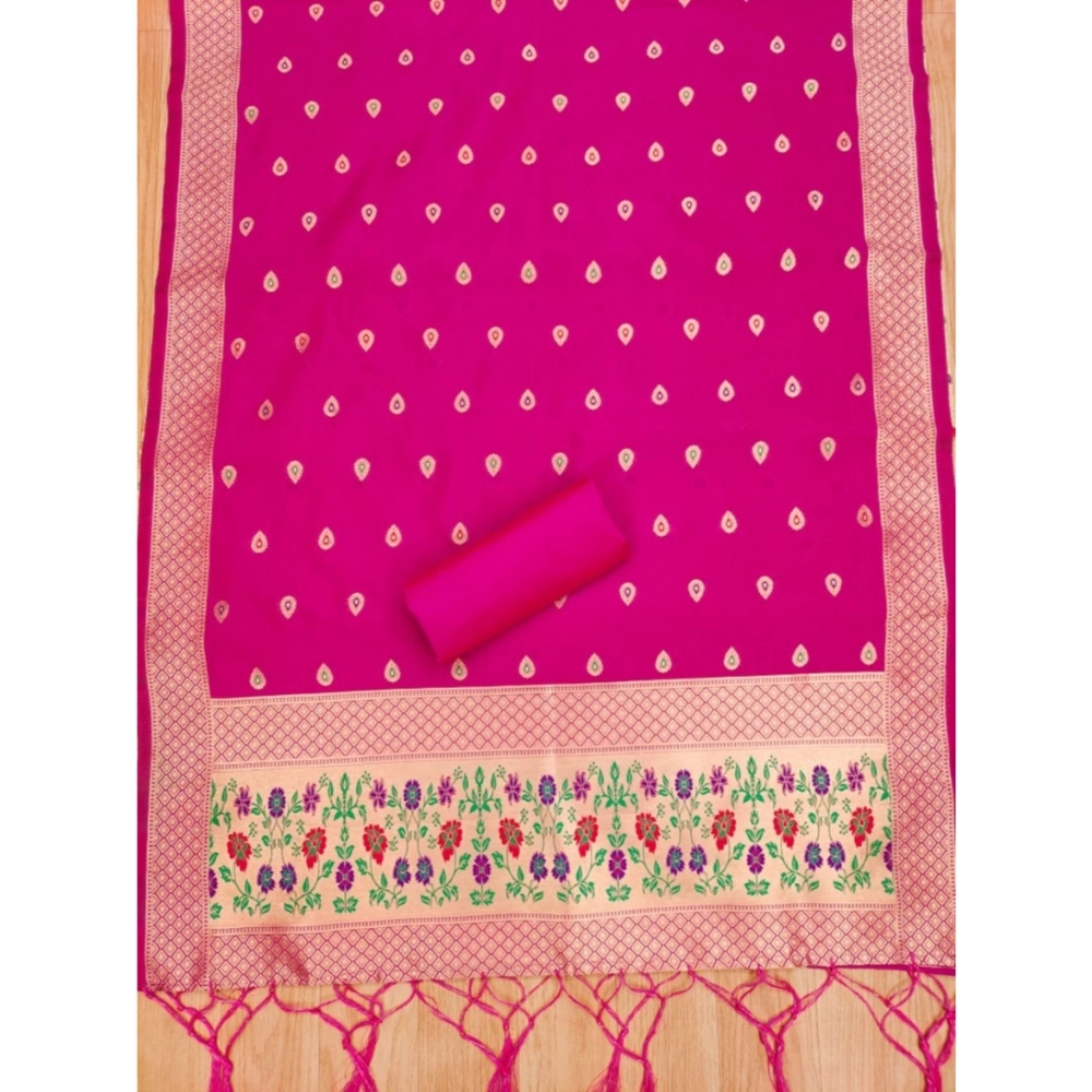 Generic Women's Banarasi Silk Printed Unstitched Salwar Suit Material With Dupatta (Pink, 3Mtrs) Generic Women's Banarasi Silk Printed Unstitched Salwar Suit Material With Dupatta (Pink, 3Mtrs)
