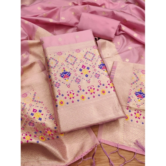 Generic Women's Banarasi Silk Printed Unstitched Salwar Suit Material With Dupatta (Light Pink, 3Mtrs) Generic Women's Banarasi Silk Printed Unstitched Salwar Suit Material With Dupatta (Light Pink, 3Mtrs)