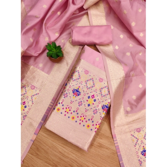 Generic Women's Banarasi Silk Printed Unstitched Salwar Suit Material With Dupatta (Light Pink, 3Mtrs) Generic Women's Banarasi Silk Printed Unstitched Salwar Suit Material With Dupatta (Light Pink, 3Mtrs)
