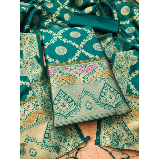 Generic Women's Banarasi Silk Printed Unstitched Salwar Suit Material With Dupatta (Rama, 3Mtrs) Generic Women's Banarasi Silk Printed Unstitched Salwar Suit Material With Dupatta (Rama, 3Mtrs)