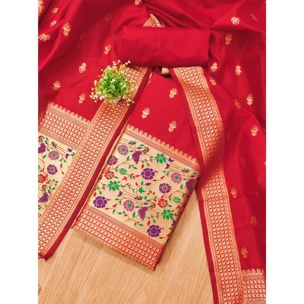 Generic Women's Banarasi Silk Printed Unstitched Salwar Suit Material With Dupatta (Red, 3Mtrs) Generic Women's Banarasi Silk Printed Unstitched Salwar Suit Material With Dupatta (Red, 3Mtrs)