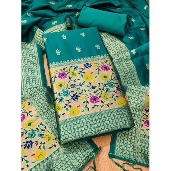 Generic Women's Banarasi Silk Printed Unstitched Salwar Suit Material With Dupatta (Rama, 3Mtrs) Generic Women's Banarasi Silk Printed Unstitched Salwar Suit Material With Dupatta (Rama, 3Mtrs)