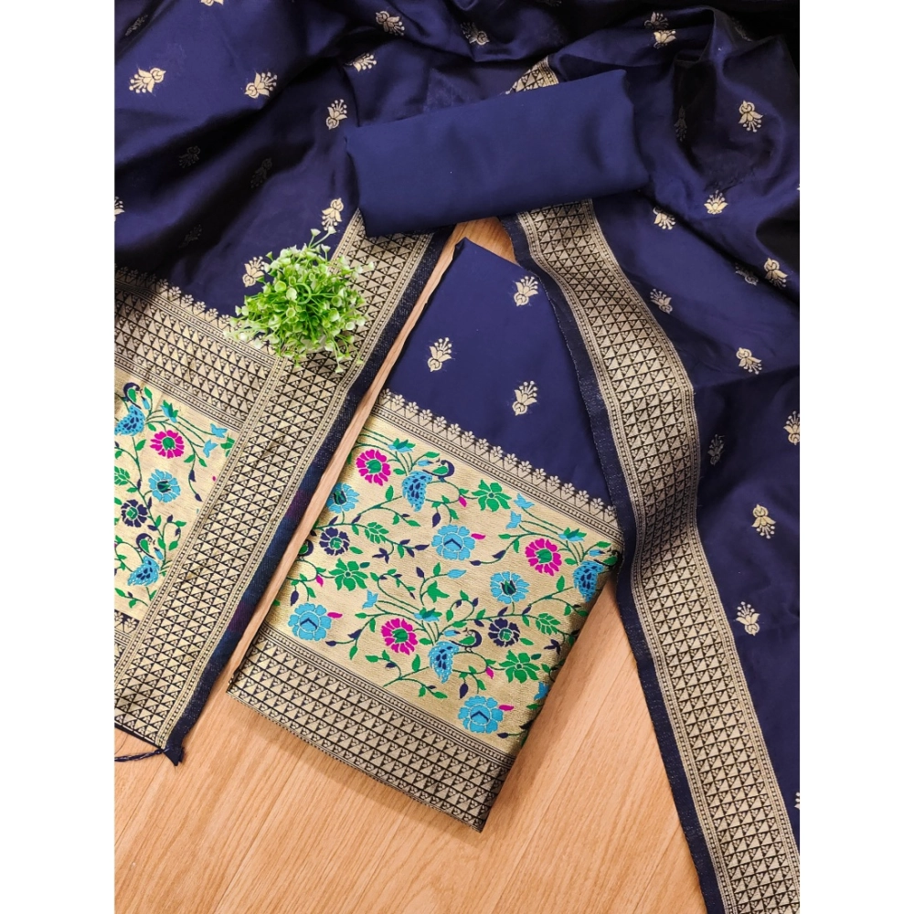 Generic Women's Banarasi Silk Printed Unstitched Salwar Suit Material With Dupatta (Navy Blue, 3Mtrs) Generic Women's Banarasi Silk Printed Unstitched Salwar Suit Material With Dupatta (Navy Blue, 3Mtrs)