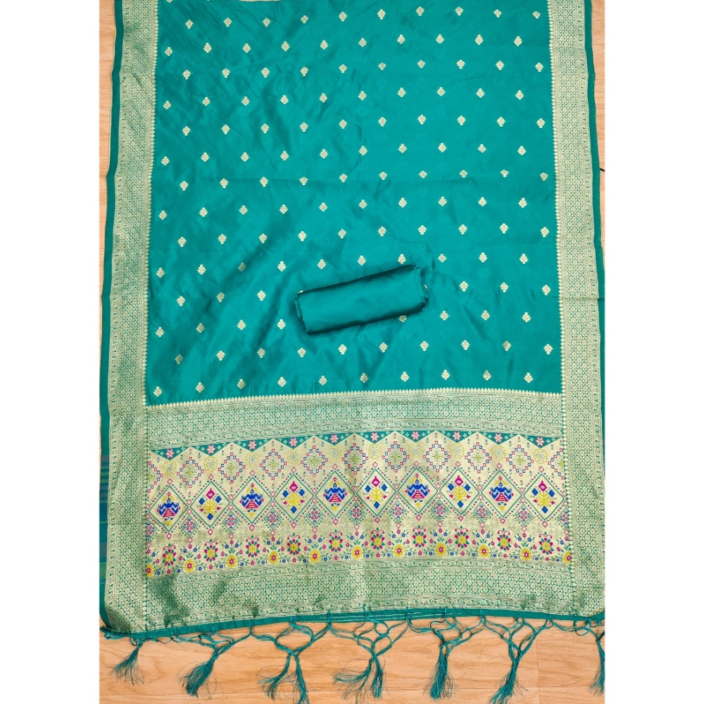 Generic Women's Banarasi Silk Printed Unstitched Salwar Suit Material With Dupatta (Rama, 3Mtrs) Generic Women's Banarasi Silk Printed Unstitched Salwar Suit Material With Dupatta (Rama, 3Mtrs)