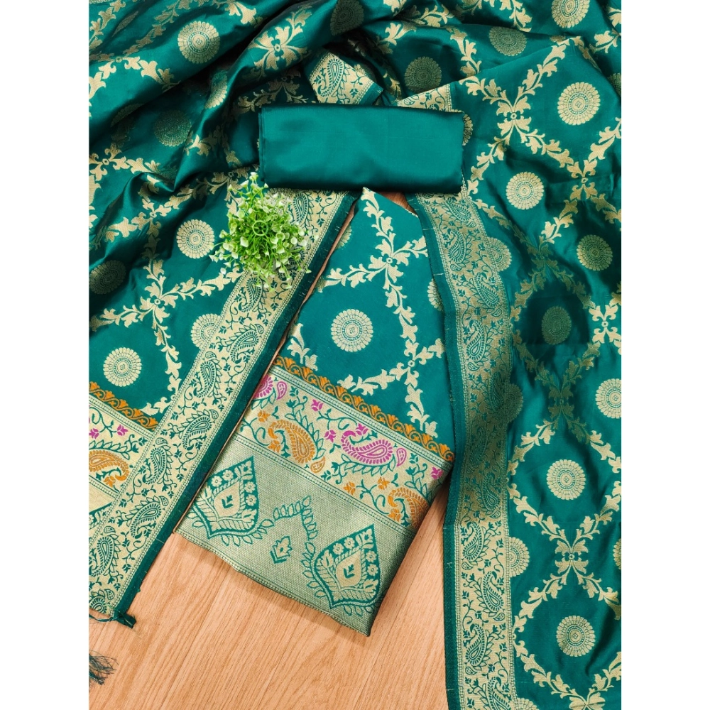 Generic Women's Banarasi Silk Printed Unstitched Salwar Suit Material With Dupatta (Rama, 3Mtrs) Generic Women's Banarasi Silk Printed Unstitched Salwar Suit Material With Dupatta (Rama, 3Mtrs)