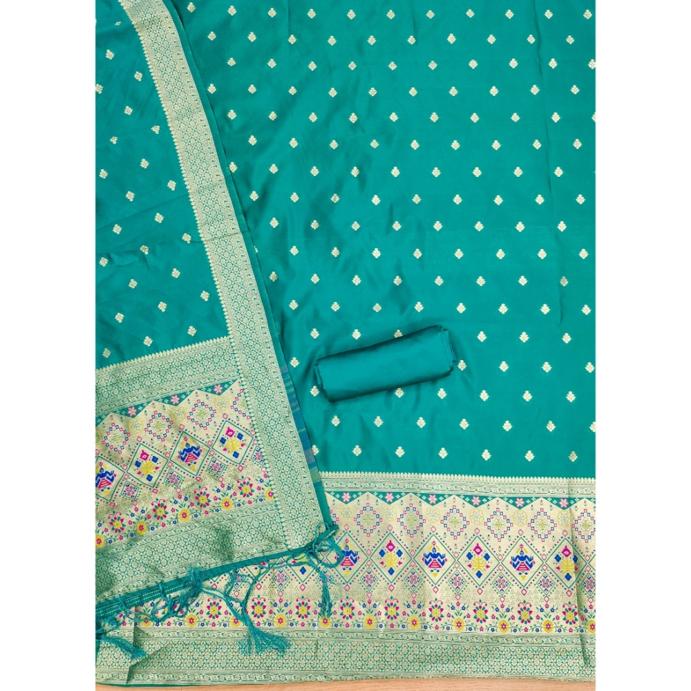 Generic Women's Banarasi Silk Printed Unstitched Salwar Suit Material With Dupatta (Rama, 3Mtrs) Generic Women's Banarasi Silk Printed Unstitched Salwar Suit Material With Dupatta (Rama, 3Mtrs)