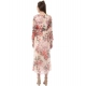 Generic Women's Chiffon Floral Round Neck Long Sleeves Dress (Multicolor)
