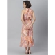 Generic Women's Polyester Maxi Halter Neck Sleeveless Dress (Peach) Generic Women's Polyester Maxi Halter Neck Sleeveless Dress (Peach)