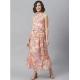Generic Women's Polyester Maxi Halter Neck Sleeveless Dress (Peach) Generic Women's Polyester Maxi Halter Neck Sleeveless Dress (Peach)