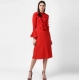 Generic Women's Polyester Ruffled Close Neck Long Sleeves Dress (Red) Generic Women's Polyester Ruffled Close Neck Long Sleeves Dress (Red)