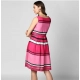 Generic Women's Polyester Striped Close Neck Sleeveless Dress (Pink) Generic Women's Polyester Striped Close Neck Sleeveless Dress (Pink)