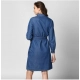 Generic Women's Denim Solid Collar Neck Roll Up Sleeve Dress (Blue) Generic Women's Denim Solid Collar Neck Roll Up Sleeve Dress (Blue)