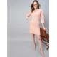 Generic Women's Polyester Jacquard Self Design Round Neck 3/4th Sleeves Dress (Pink) Generic Women's Polyester Jacquard Self Design Round Neck 3/4th Sleeves Dress (Pink)