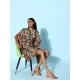 Generic Women's Polyester Moss Printed Round Neck Kaftan Sleeve Dress (Multicolor) Generic Women's Polyester Moss Printed Round Neck Kaftan Sleeve Dress (Multicolor)