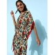 Generic Women's Polyester Moss Printed Round Neck Kaftan Sleeve Dress (Multicolor) Generic Women's Polyester Moss Printed Round Neck Kaftan Sleeve Dress (Multicolor)