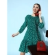 Generic Women's Polyester Moss Polka Round Neck 3/4th Sleeves Dress (Green) Generic Women's Polyester Moss Polka Round Neck 3/4th Sleeves Dress (Green)