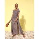Generic Women's Polyester Moss Floral Square Neck Puff Sleeve Dress (Multicolor) Generic Women's Polyester Moss Floral Square Neck Puff Sleeve Dress (Multicolor)