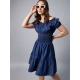 Generic Women's Denim Solid Off-Shoulder Short Sleeve Dress (Blue) Generic Women's Denim Solid Off-Shoulder Short Sleeve Dress (Blue)