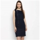 Generic Women's Denim Solid Square Neck Sleeveless Dress (Blue) Generic Women's Denim Solid Square Neck Sleeveless Dress (Blue)