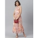 Generic Women's Polyester Maxi Halter Neck Sleeveless Dress (Peach) Generic Women's Polyester Maxi Halter Neck Sleeveless Dress (Peach)