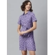 Generic Women's Polyester Polka Collar Neck Short Sleeve Dress (Lavender) Generic Women's Polyester Polka Collar Neck Short Sleeve Dress (Lavender)