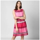 Generic Women's Polyester Striped Close Neck Sleeveless Dress (Pink) Generic Women's Polyester Striped Close Neck Sleeveless Dress (Pink)