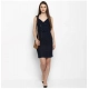 Generic Women's Denim Solid Square Neck Sleeveless Dress (Blue) Generic Women's Denim Solid Square Neck Sleeveless Dress (Blue)