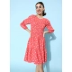 Generic Women's Polyester Moss Polka Round Neck 3/4th Sleeves Dress (Pink) Generic Women's Polyester Moss Polka Round Neck 3/4th Sleeves Dress (Pink)