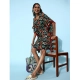 Generic Women's Polyester Moss Printed Round Neck Kaftan Sleeve Dress (Multicolor) Generic Women's Polyester Moss Printed Round Neck Kaftan Sleeve Dress (Multicolor)