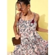 Generic Women's Georgette Floral Square Neck Sleeveless Dress (Peach) Generic Women's Georgette Floral Square Neck Sleeveless Dress (Peach)