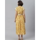 Generic Women's Polyester Floral V-Neck Short Sleeve Dress (Yellow-White) Generic Women's Polyester Floral V-Neck Short Sleeve Dress (Yellow-White)