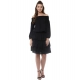 Generic Women's Polyester Moss Solid Off-Shoulder Long Sleeves Dress (Black) Generic Women's Polyester Moss Solid Off-Shoulder Long Sleeves Dress (Black)