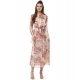 Generic Women's Chiffon Floral Round Neck Long Sleeves Dress (Multicolor)