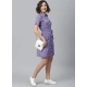 Generic Women's Polyester Polka Collar Neck Short Sleeve Dress (Lavender) Generic Women's Polyester Polka Collar Neck Short Sleeve Dress (Lavender)