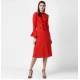 Generic Women's Polyester Ruffled Close Neck Long Sleeves Dress (Red) Generic Women's Polyester Ruffled Close Neck Long Sleeves Dress (Red)
