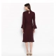 Generic Women's Polyester Ruffled Close Neck Bell Sleeve Dress (Maroon) Generic Women's Polyester Ruffled Close Neck Bell Sleeve Dress (Maroon)